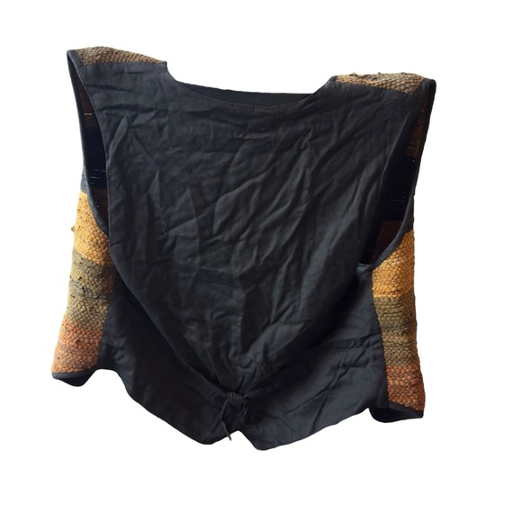 Vintage AJ Woven Leather Vest Genuine Suede Striped Southwest Boho Size Small - Picture 4 of 10